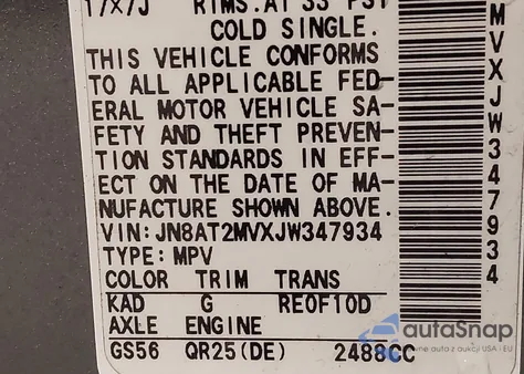 2018 Nissan Rogue S/Sl/Sv from USA, damaged, VIN JN8AT2MVXJW347934